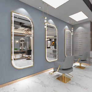 Espejo de Salón Moderno de Cuerpo Entero con Arco, Espejo de Pared para Salón de Belleza con LED, Espejo de Salón con Marco de Acero Inoxidable - Product Image 5