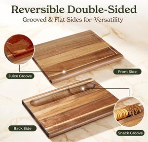 Planche à découper en bois d'acacia extra large de 17 x 12 pouces, épaisse, avec rainure profonde pour le jus, <span class=keywords><strong>bloc</strong></span> de boucher pour la viande de dinde, charcuterie - Product Image 5