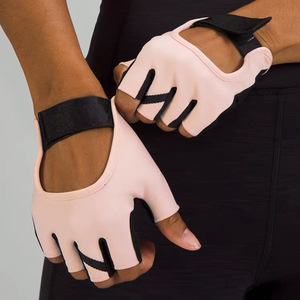 Sarung Tangan Olahraga Gym Premium <span class=keywords><strong>Pink</strong></span>/Hitam Tanpa Jari Anti-Selip Bernapas Dapat Disesuaikan Angkat Beban Unisex Poliester - Product Image 1