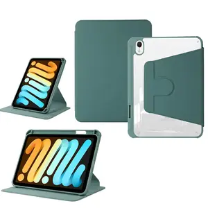 2022 Acrylic Crystal Clear Back Shell 360 Degree Built-In Pencil Holder Rotating Cover Case For Ipad 10.9 10.2 Pro 11 Air 5