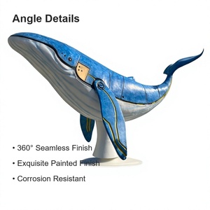 Sculpture géante de baleine personnalisée en fibre de verre et résine, peinte, ornement de vie marine pour centre commercial, place, parc, aménagement extérieur - Product Image 2