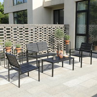 Table de repas d'extérieur Meiqi, plateau moulé par soufflage résistant aux intempéries, structure en alliage d'aluminium, design moderne, empilable pour terrasse