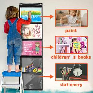 Fabric Foldable Classroom Pocket Chart Wall File Organizer Hanging Card Picture Display Demonstrations School Supplies Bag Use - Product Image 1