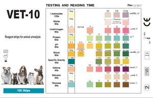Bandelettes de test urinaire pour animaux de compagnie 100 unités, Diabète, <span class=keywords><strong>Sang</strong></span>, Cétone, Infection urinaire, Glucose, Nitrite, Gravité spécifique, PH, Protéines, Léucocytes VET-10 - Product Image 5