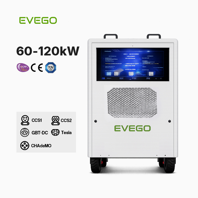 EVEGO 100kwh Mobile EV Charging Station GBT\CCS1\CCS2 Cycle Life 6000 Power Bank Electric Car Portable Energy Storage Charger