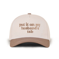 Gorra de Béisbol Creativa de Dos Tonos Bordada con "Put It on My Husband's Tab", Gorra de Béisbol de Cinco Paneles de Algodón Personalizable