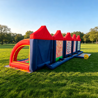 Combo de jeu gonflable 5-en-1 : basketball, football, lancer d'anneaux – Ensemble de jeux gonflables pour événements extérieurs, festivals et location commerciale