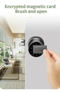 Serrure de porte électronique intelligente Tuya avec poignée <span class=keywords><strong>tubulaire</strong></span> à empreintes digitales, WiFi et contrôle par application pour portes en bois et en aluminium - Product Image 3