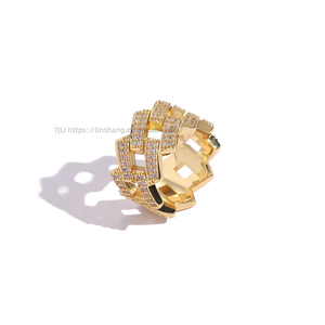 Anillo Hip-hop Europeo y Americano de 14 mm, Anillo Rómbico para Hombre con Circonitas Ligeramente Incrustadas, Anillo Hipster - Product Image 4