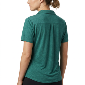 T-shirt décontracté pour femme à col en V et manches courtes, couleur unie, respirant, imprimé floqué, en jersey tricoté 100 % polyester 220g, coupe classique - Product Image 6