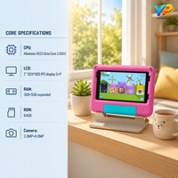 Nouvelle tablette éducative Android 15 Octa-core de 7 pouces pour enfants, Wi-Fi, 8 Go de mémoire, résolution 1024x600, protection antichute