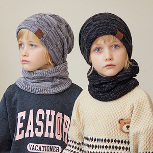 Ensemble de 3 pièces pour bébé en tricot d'hiver : gants, bonnet et écharpe, imperméable au vent, en velours chaud, pour enfants, garçons, bonnets et chapeaux - Product Image 2