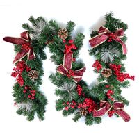 Handgemaakte, milieuvriendelijke, brandvertragende kunstmatige krans van 2,7m PVC rotan, voor binnen, kerstdecoratie voor raam en deur.