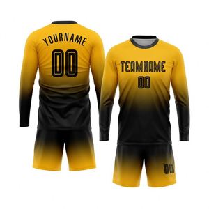 Long Sleeve Football Soccer Jersey Set Gradient Color Breathable Quick Dry Match Training Uniform Shirt and Shorts for Men Youth - Product Image 1