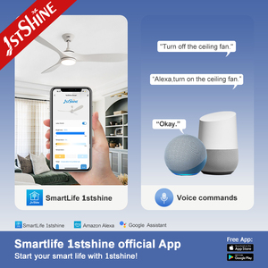 พัดลมเพดาน LED 1ดวงใบพัดไม้แข็ง3สีไฟ LED พัดลมเพดานสีขาวพร้อมรีโมทคอนโทรล - Product Image 6