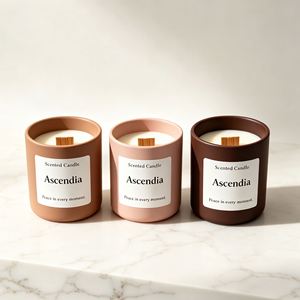 Bougie parfumée Ascendia en pot en céramique, cire de soja, aromathérapie, design minimaliste, parfum floral végétal, pour le yoga et la méditation - Product Image 1
