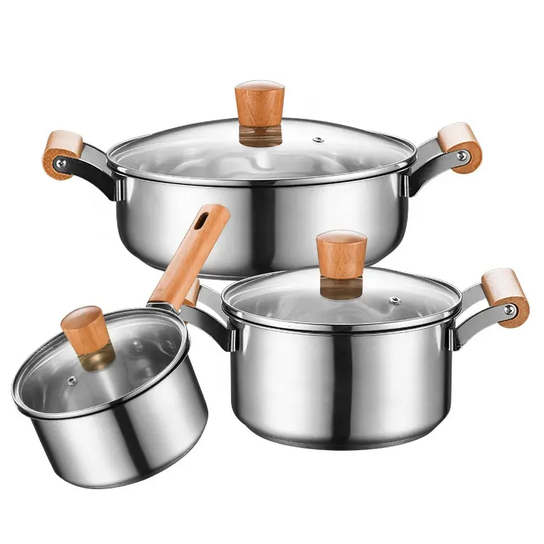 Set panci memasak kualitas tinggi, peralatan masak anti lengket menggunakan Set peralatan masak