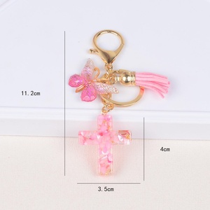 Cross <b>Keychain</b> Fashion butterfly Tassel Resin Key Chain Christian logo Cross <b>Keychain</b> - Product Image 4