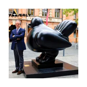 نحت معدني للطيور في الهواء الطلق للحديقة من Fernando Botero تمثال مجدد لنحت كبير تجريدي من البرونز نحت طائر Oiseau Botero