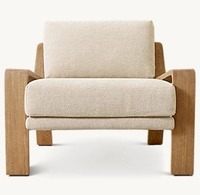 Nordischer Stil Komfortabler Holz-Stoff Einzelsessel Freizeitstuhl Wohnzimmermöbel