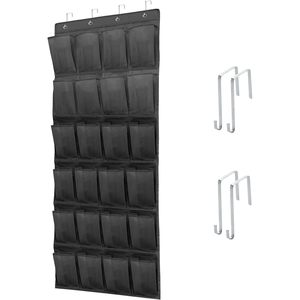 Over The Door <b>Shoe</b> Organizer 24 Pockets Breathable Mesh Hanging Storage Holder For <b>Shoes</b> Black Rectangle <b>Hook</b> Type - Product Image 1