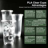 Gobelet transparent jetable écologique et compostable, gobelet en plastique PLA biodégradable transparent pour parfait