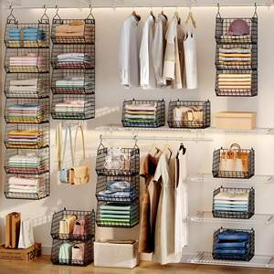 ארון תלייה מתקפל ארון ארון תיל ארון בגדים מדפים עם 5 s ווים לנעלי בגדים - Product Image 6