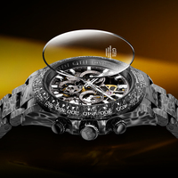 Montre mécanique automatique en fibre de carbone primée Bonest Gatti, texture lave, verre saphir, étanche 50M, sport BG9014