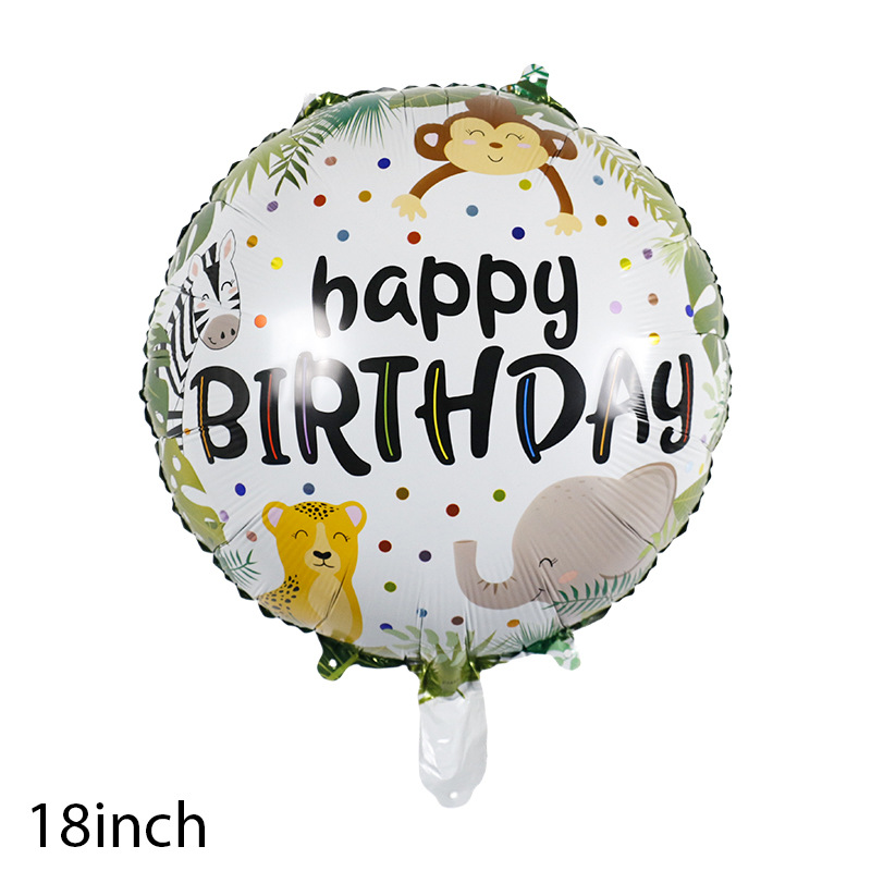 Green White-Happy Birthday Round Foil Balloons