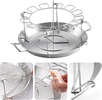Estante para patas de pollo de acero inoxidable de alta resistencia con bandeja de goteo para ahumador de barbacoa y soporte para asar al horno para alas de baquetas