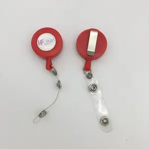 2019 дешевые пластиковые красный цвет карабин retractable badge reel