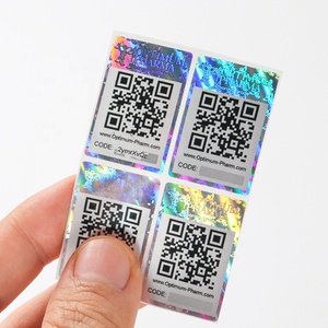 Custom Persobalised clear Pvc Print Die Reusable Holographic Authenticity Sticker clear <strong>holo</strong> Stickers clear Qr Code Stickers
