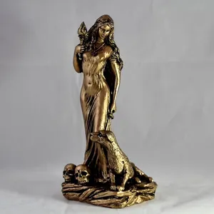 Figura Decorativa de Mitología Griega Antigua, Estatua de la Diosa Hécate Dorada, Escultura de Bruja Mágica, Decoración para Mesa del Hogar - Product Image 1