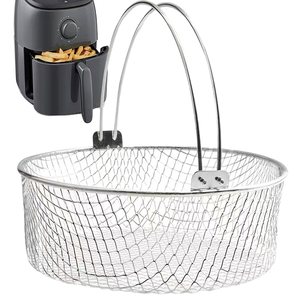 Stainless Steel <b>Mesh</b> Air Fryer <b>Basket</b> 8Qt Replacement Steamer <b>Basket</b> Accessory for Air Fryer Fine <b>Mesh</b> Design - Product Image 2