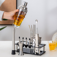 Kit de mélangeur de boissons en acier inoxydable, accessoires de bar à cocktails, ensemble de shakers à cocktails, ensemble de 17 pièces