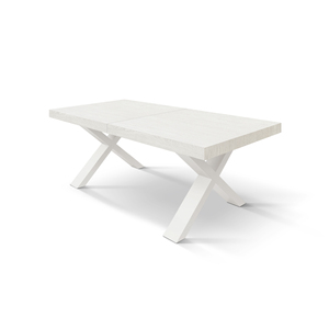 โต๊ะรับประทานอาหารไม้แอชสีขาวแบบขยายได้ 180x90 ซม. ฐาน MDF สำหรับใช้ภายใน - Product Image 1