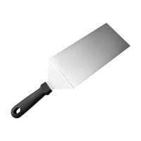 Spatule à steak en acier inoxydable de style japonais, manche en plastique, spatule plate pour la cuisson au teppanyaki, spatule anti-fuite pour les crêpes, la cuisson au barbecue