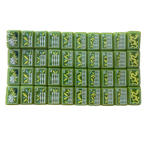 Wholesale Mini New Layered Artistic Green Custom Bamboo Travel <b>Mahjong</b> <b>Set</b> 160 Engraved Luxury Acrylic American <b>Mahjong</b> Tiles - Product Image 3