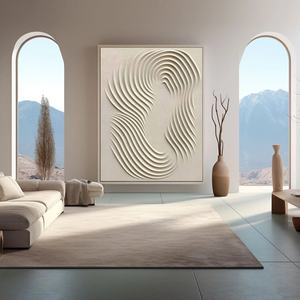 Art mural neutre moderne Wabi Sabi Beige, peinture abstraite verticale moderne sur toile, peinte à la main pour la maison et la galerie - Product Image 2