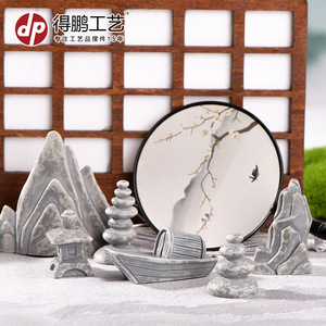 Adorno de Jardín en Miniatura de Resina con Rocalla, Puente, Pagoda, Set Decorativo para Mesa - Product Image 2
