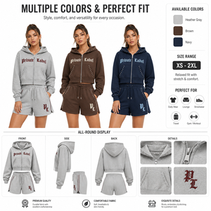 Y2K Rhinestone Heart Print Two Piece Shirt Shorts Set for <strong>Women</strong> Cotton Loose Fit Crew Neck Casual Basic Outfit Set for <strong>Women</strong> - Product Image 3