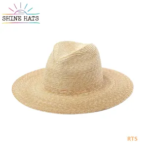2022 Wheat Flat Boater Straw Hats Plain Sun Hats Elegant Factory Customized Cheap Summer Beach Sun Hats for Women Floppy Printed