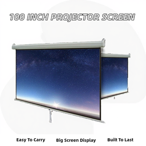 100インチ 16:9 4:3 4K HD格納式セルフロック式ポータブル手動プルダウンプロジェクタースクリーン（家庭用・オフィス用） - Product Image 2