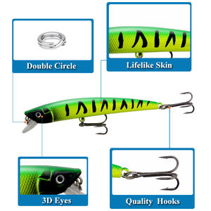 Señuelo duro tipo Minnow XY-331 de 9.5cm y 7.6g con anzuelo triple y sonajero para pesca de lubina en aguas medias. - Product Image 4