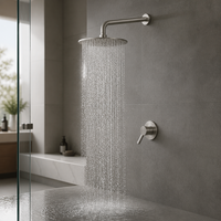Ensemble de robinetterie de douche murale compacte KEMEN en acier inoxydable 304 durable, sans plomb, finition brossée, fonction simple