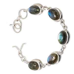 Handmade 925 <b>Silver</b> Adjustable Luxury <b>Charm</b> <b>Bracelet</b> Labradorite Gemstone Bezel Setting Men/Women Party Gift Birthstone Jewelry - Product Image 2