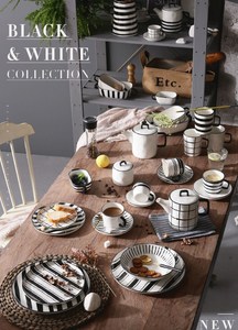 LovingHome Eco-Friendly Custom-Sized Black White Royal Bone <strong>Diana</strong> 55-Piece Porcelain Dinner Plates for Home Party Use-Vintage - Product Image 3