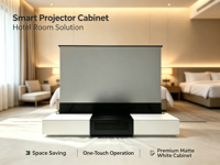 Écran de projection motorisé au sol de 92 à 150 pouces avec armoire, écran rétractable électrique, écran de projection 4K pour cinéma maison