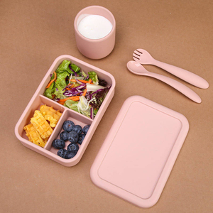 Boîte à lunch bento en silicone pour enfants, sans BPA, de qualité alimentaire, étanche, pour salades et collations, sûre - Product Image 6