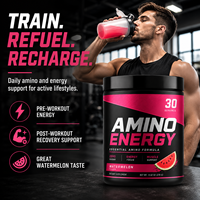 Poudre énergétique aminée haute performance, complément pré-entraînement avec 5,5 g de mélange d'aminés et 100 mg de caféine naturelle, sans sucre